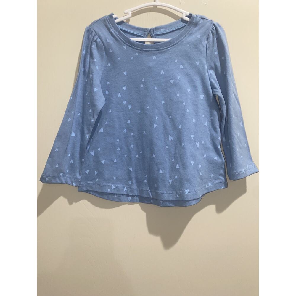 BABY GAP 18-24 Months Heart Printed Round Scoop Neck Girl Long Sleeve Tee Fall